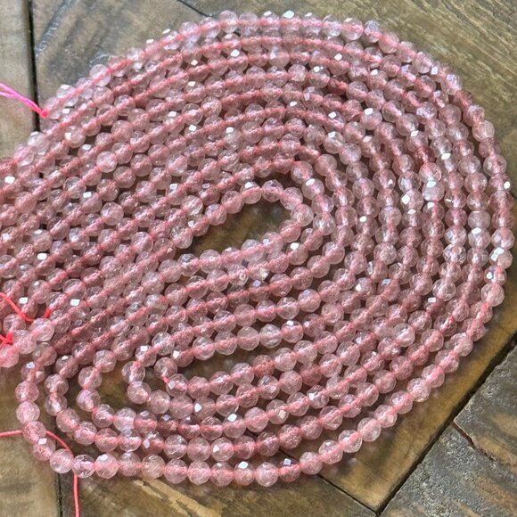 Faceted Strawberry Quartz Bead Strand - 4mm - Picture 5 of 6